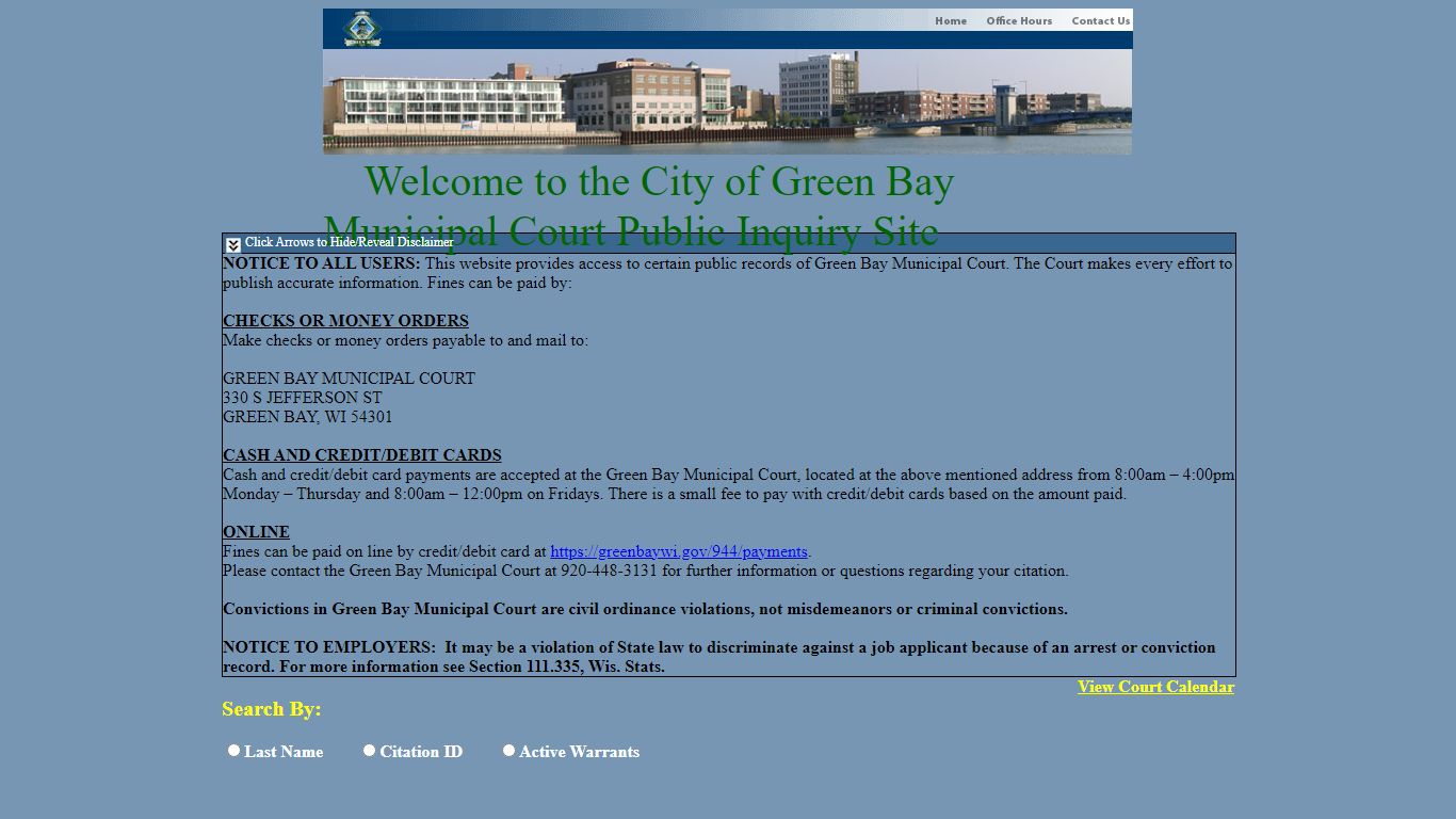 Municipal Court Cases - Green Bay, Wisconsin